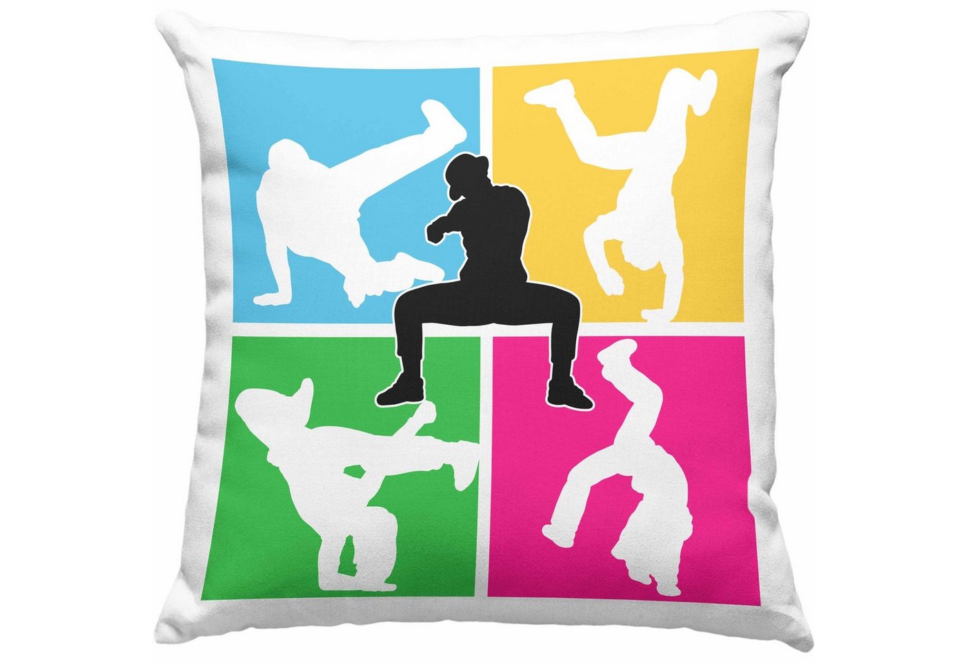 Trendation Dekokissen Trendation - Break-Dance Kissen Geschenk Jungs Breakdancer Geschenkidee Geburtstag Weihnachten Bunt Dekokissen mit Füllung 40x40 von Trendation