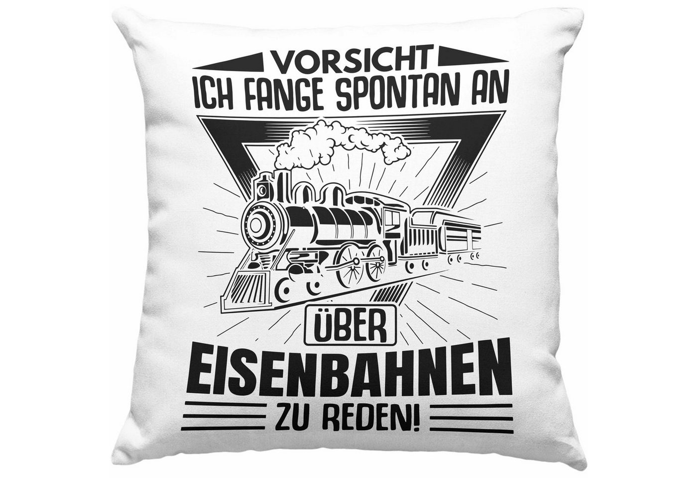 Trendation Dekokissen Trendation - Fange Spontan An Über Eisenbahn Zu Reden Lokführer Kissen Geschenk Eisenbahner Spruch Lokomotive Geschenkidee Eisenbahn Modelleisenbahn Dekokissen mit Füllung 40x40 von Trendation