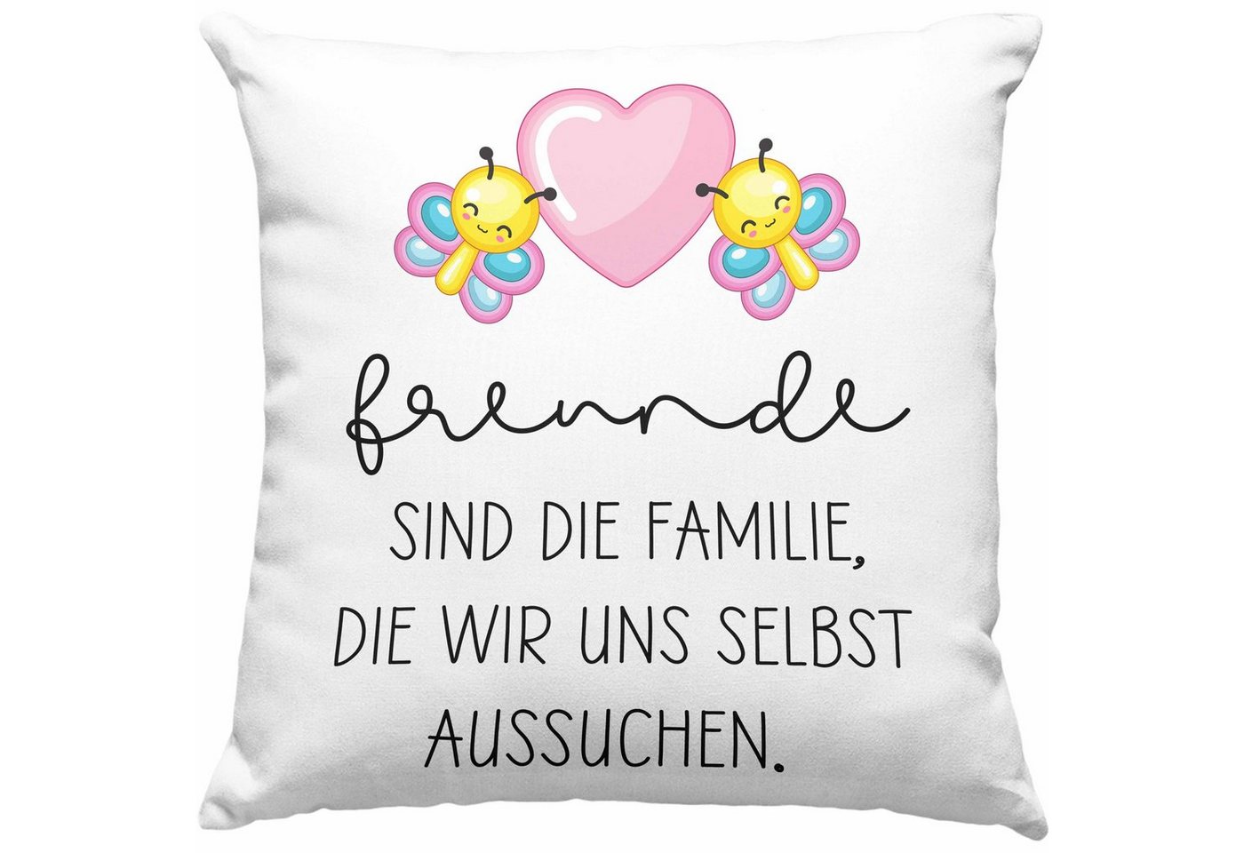 Trendation Dekokissen Trendation - Freunde Sind Die Familie Die Wir Uns Selbst Aussuchen Kissen Geschenk Beste Freundin Bester Freund Geschenkidee Spruch Dekokissen mit Füllung 40x40 von Trendation