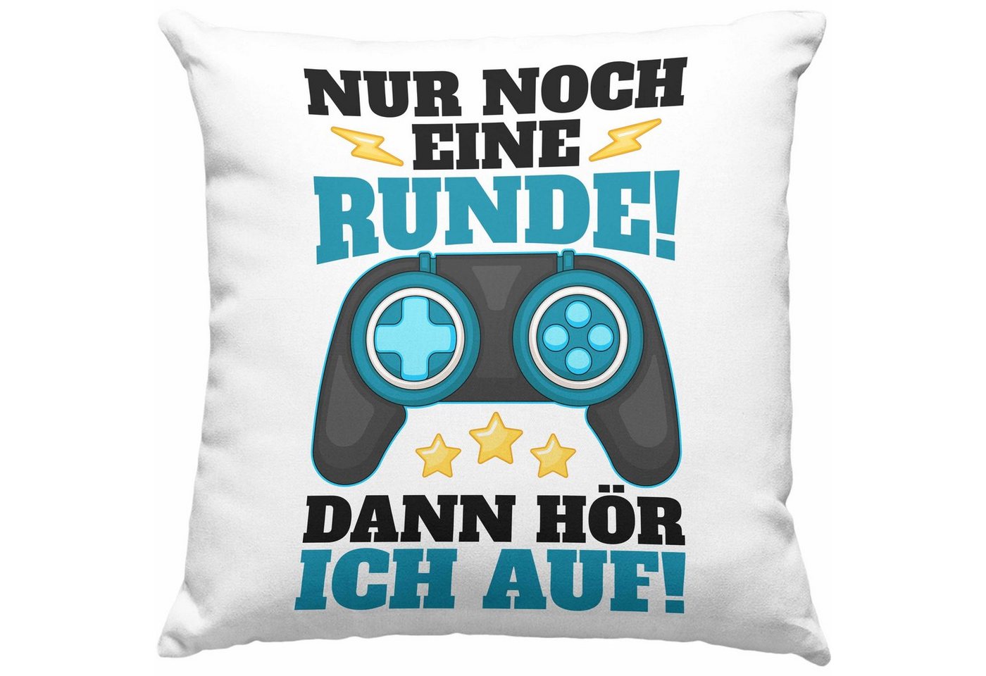 Trendation Dekokissen Trendation - Gamer Kissen Geschenk Zocker Jungs Jungen Geschenkidee Geburtstag Lustig Nur Noch Eine Runde Dekokissen mit Füllung von Trendation