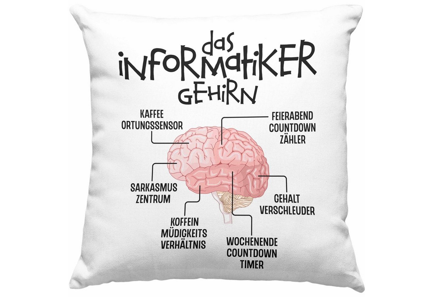 Trendation Dekokissen Trendation - Informatiker Gehirn Kissen Geschenk Lustiger Spruch Softw von Trendation
