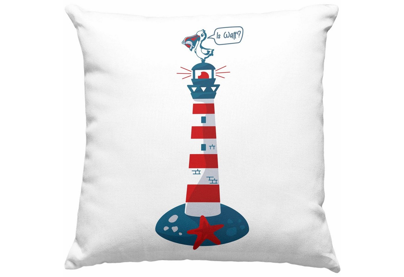 Trendation Dekokissen Trendation - Is Watt Kissen Geschenk Norddeutschland Moin Leuchtturm Kaffeetasse Möwe Nordnerney Sylt Fähr Baltrum Dekokissen mit Füllung 40x40 von Trendation