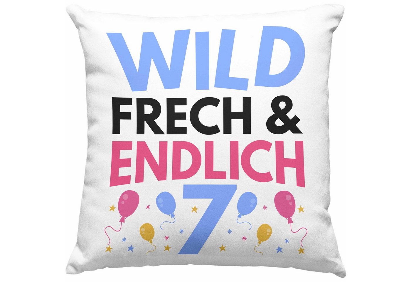 Trendation Dekokissen Trendation - Kinder Spruch Geschenk 7. Geburtstag Geschenkidee Jungs Mädchen 7er Geburtstag Sieben Dekokissen mit Füllung 40x40 von Trendation