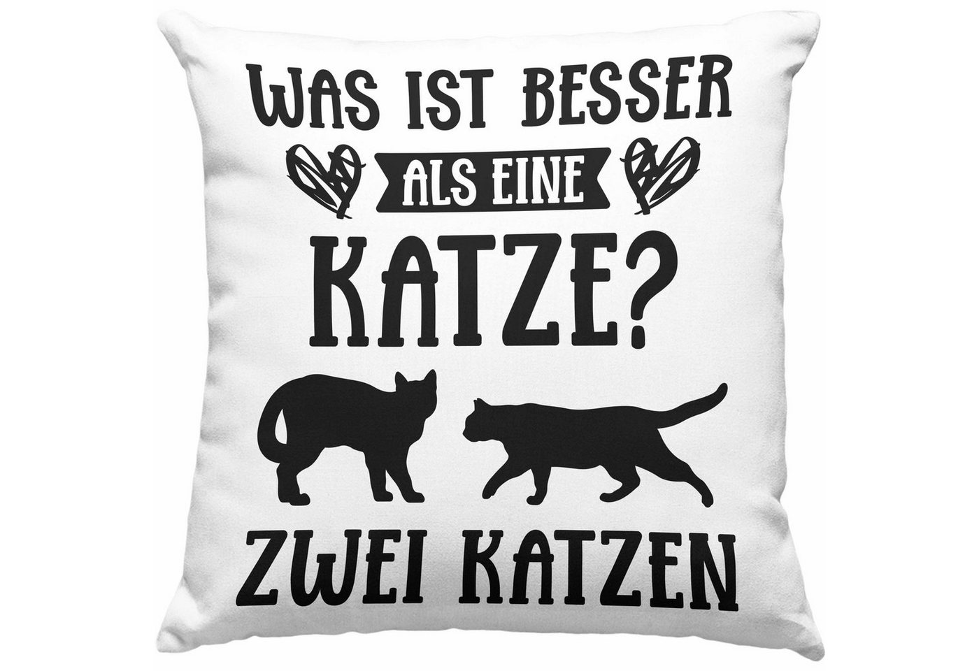 Trendation Dekokissen Trendation - Kissen mit Katze Geschenk Katzenbesitzerin Lustiges Dekokissen mit Füllung für Frauen 40x40 cm Was Ist Besser als Eine Katze von Trendation