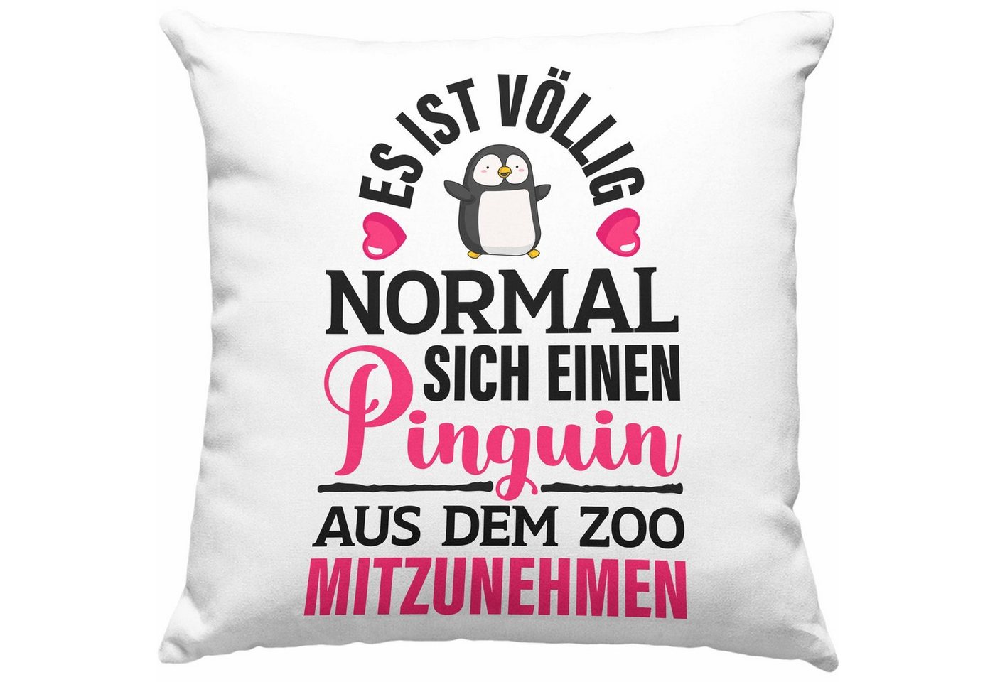 Trendation Dekokissen Trendation - Lustiges Pinguin Kissen mit Füllung 40x40 cm Kinder Dekokissen Geschenk Mädchen Kinder Frauen Lustiger Spruch von Trendation