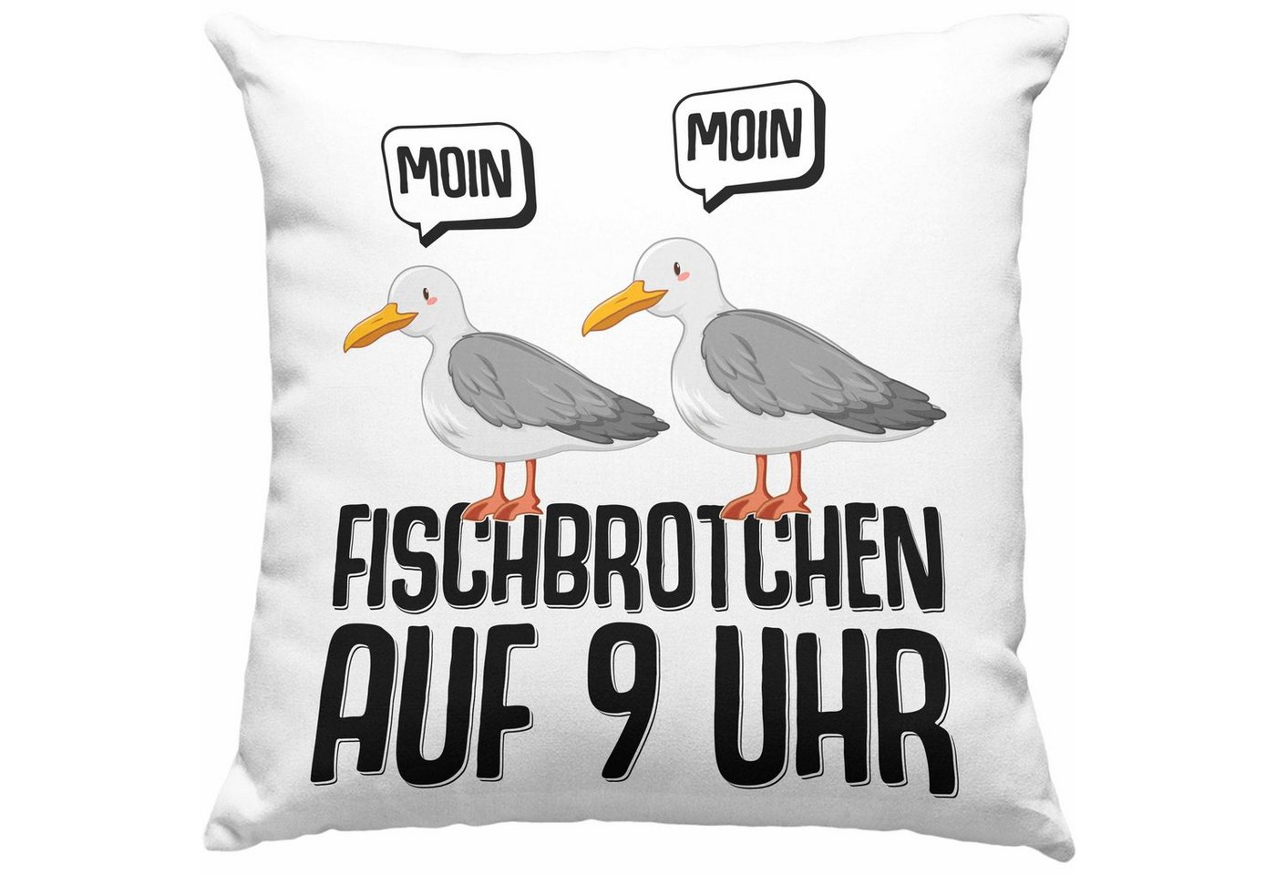 Trendation Dekokissen Trendation - Moin Kissen Norddeutsch Fischbrötchen Auf 9 Uhr Möwen Plattdeutsch Geschenk Norden Dekokissen mit Füllung 40x40 von Trendation