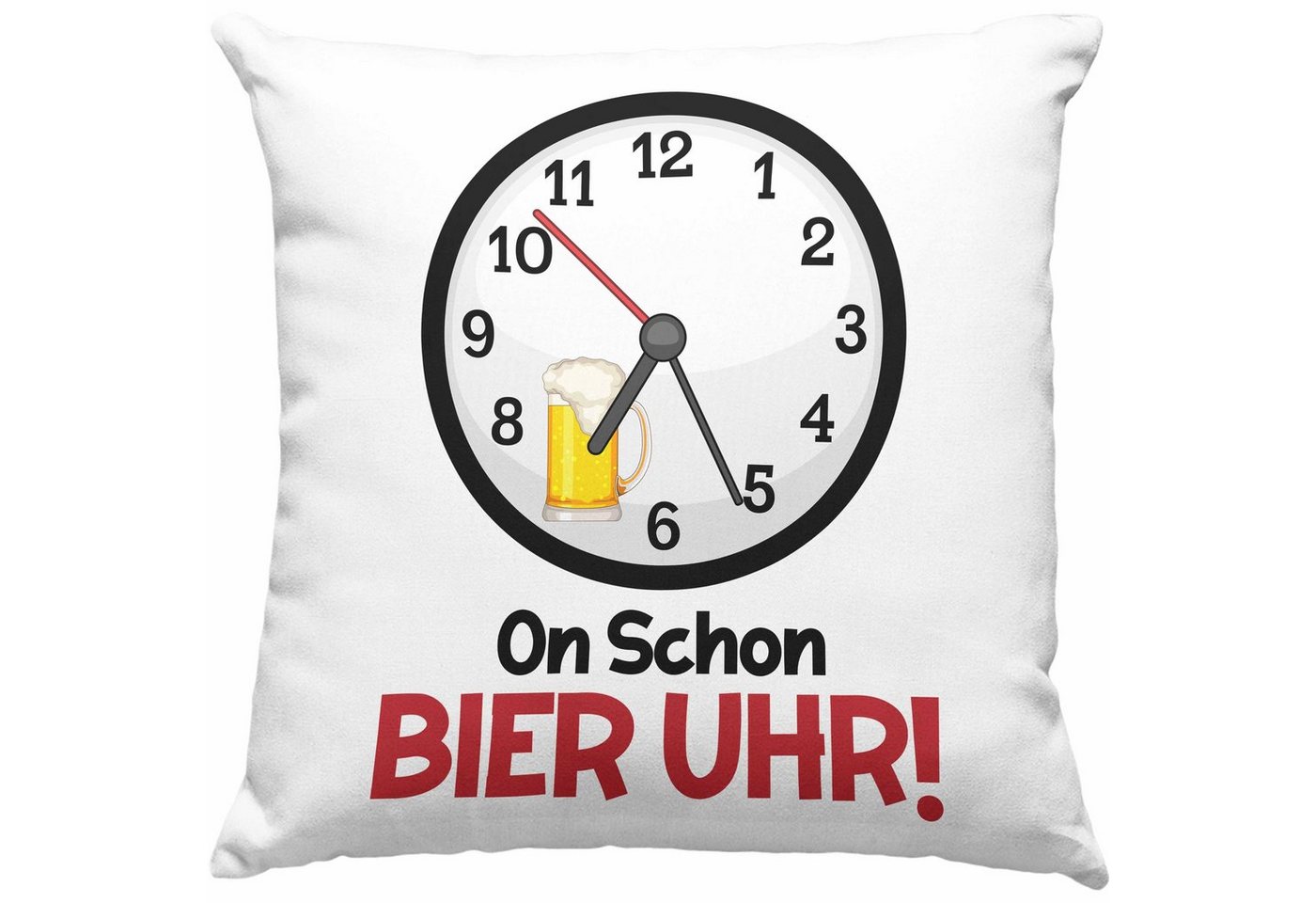 Trendation Dekokissen Trendation - Oh Es Ist Bier Uhr Kissen Geschenk Biertrinker Saufen Alkohol Geschenkidee Lustiger Spruch Dekokissen mit Füllung 40x40 von Trendation