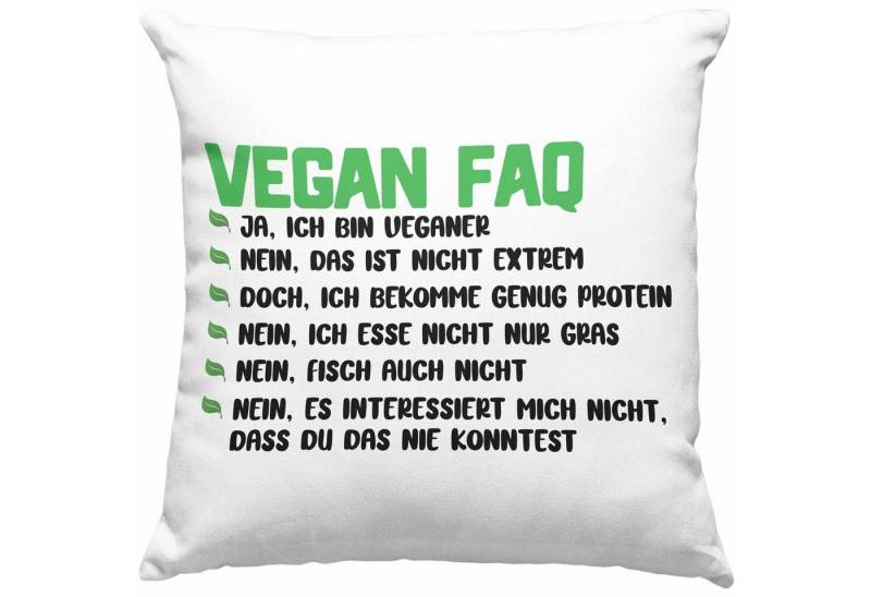 Trendation Dekokissen Trendation - Veganer Kissen Geschenk FAQ Vegan Geschenkidee Lustiger S von Trendation