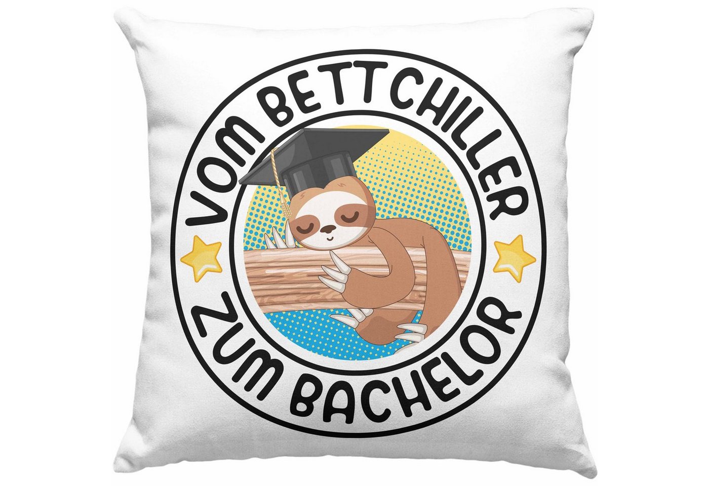 Trendation Dekokissen Trendation - Vom Bett Chiller zum Bachelor Kissen Geschenk Prüfung Bestanden Graduation Lustiger Spruch Bachelor Geschenkidee Dekokissen mit Füllung 40x40 von Trendation