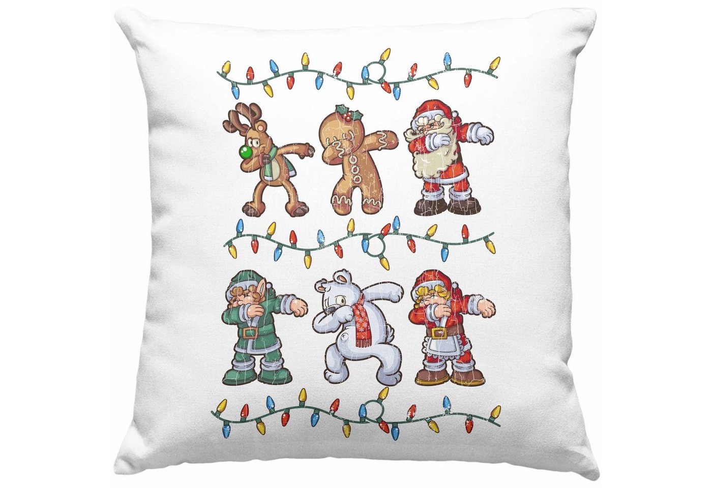 Trendation Dekokissen Trendation - Weihnachten Grafik Weihnachtsmann Eisbär Lebkuchen Rentier Kissen Geschenk Kinder Jugendliche Dekokissen mit Füllung 40x40 von Trendation