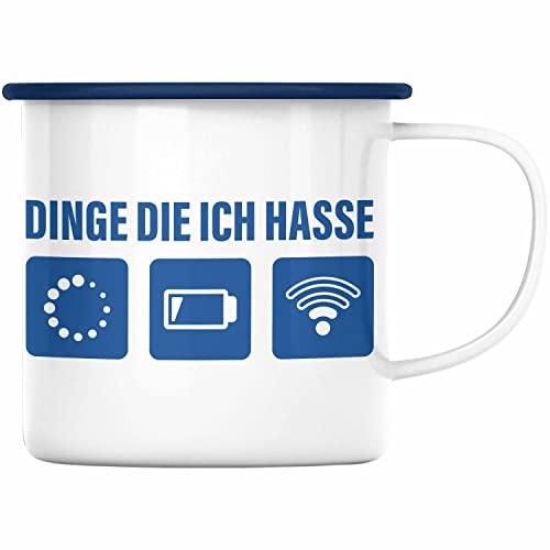 Trendation - Dinge Die Ich Hasse Emaille Tasse Lustige Nerd Emaille Emaille Tasse Wlan Akku Loading 5. 6. 7. Geburtstag (Blau) von Trendation