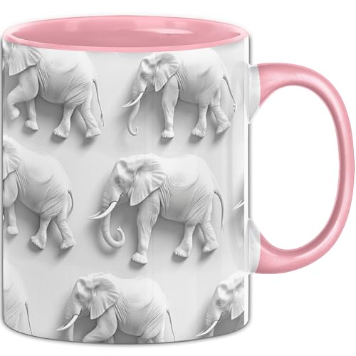 Trendation - Elefanten 3D Tasse Geschenk Elefanten-Liebhaber Geschenkidee Steine (Rosa) von Trendation