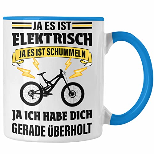 Trendation - Elektrofahrrad E-Bike Tasse mit Spruch Geschenk Ebike Lustige Geschenke Kaffeetasse (Blau) von Trendation