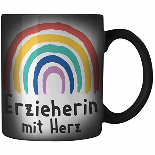 Trendation - Erzieherin Zaubertasse Geschenk mit Herz Geschenke Abschiedsgeschenk mit Spruch Farbwechsel Tasse Kindergärtnerin von Trendation