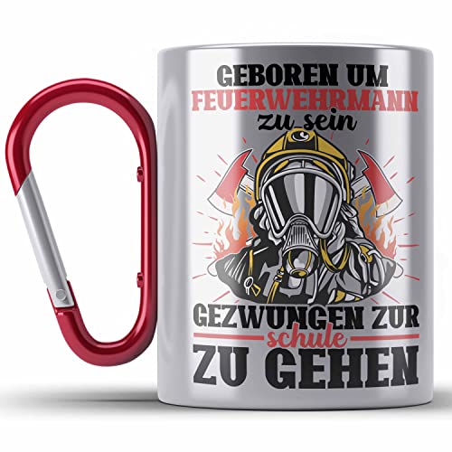 Trendation - Feuerwehr Edelstahl Tasse Karabiner Sohn Jungs Geschenke Zubehör Lustig Kinder Geburtstag Gezwungen Zur Schule (Rot) von Trendation