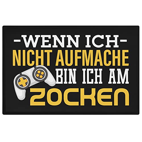 Trendation - Gamer Zocker Fußmatte Geschenk Wenn Ich Nicht Aufmache Bin Ich Am Zocken Lustig 60x40 cm von Trendation
