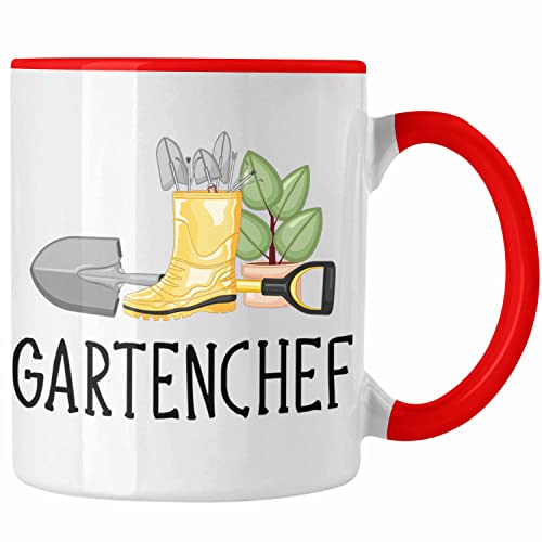 Trendation - Gartenchef Tasse Geschenk Gärtner Gartenarbeit Hobby Garten Kaffeetasse Hobbygärtner Lustig (Rot) von Trendation