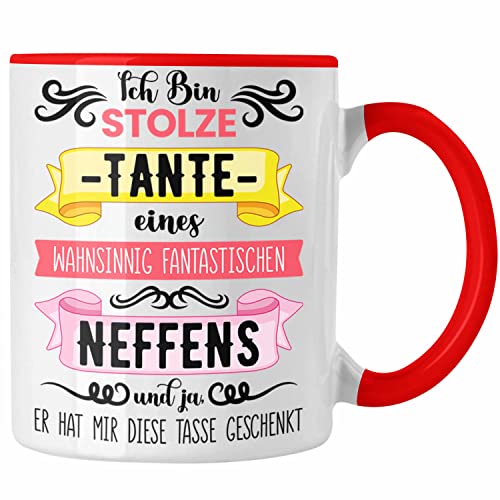 Trendation - Geschenk für Tante von Neffe Tasse Geschenkidee Lustig Spruch (Rot) von Trendation