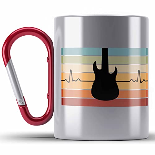 Trendation - Gitarrenspieler Geschenk Edelstahl Tasse Karabiner Männer Frauen Gitarre Geschenkidee Gitarristen Gitarrist Geschenke (Rot) von Trendation