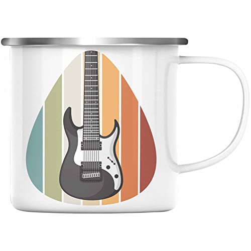 Trendation - Gitarrenspieler Geschenk Emaille Tasse Männer Frauen Gitarre Geschenkidee Gitarristen Gitarrist Geschenke Motiv (Silber) von Trendation