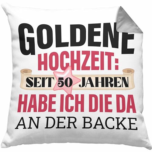 Trendation Goldene Hochzeit Kissen mit Füllung 40x40 Geschenk Ehefrau Ehemann 50 Jahre Verheiratet Geeschenkidee (Grau) von Trendation