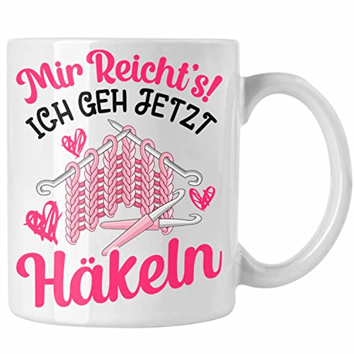 Trendation - Häkeln Zubehör Tasse Geschenk Stricken Geschenke Häkel Oma Mir Reichts Ich Geh Häkeln (Weiß) von Trendation