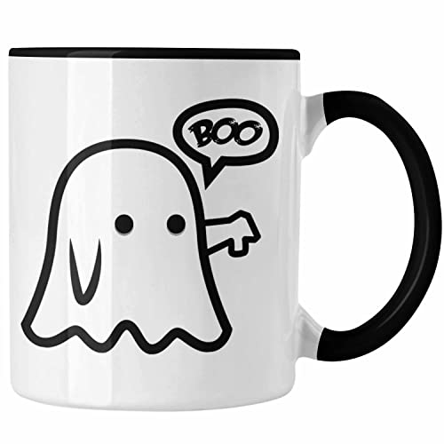 Trendation - Halloween Tasse Kürbis Dekoration Becher Boo Geist Daumen Runter (Schwarz) von Trendation