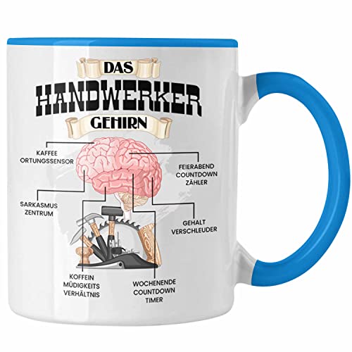 Trendation - Handwerker Tasse Lustiges Geschenk für Hausmeister Mechaniker Spruch Becher Geburtstag Weihnachten (Blau) von Trendation