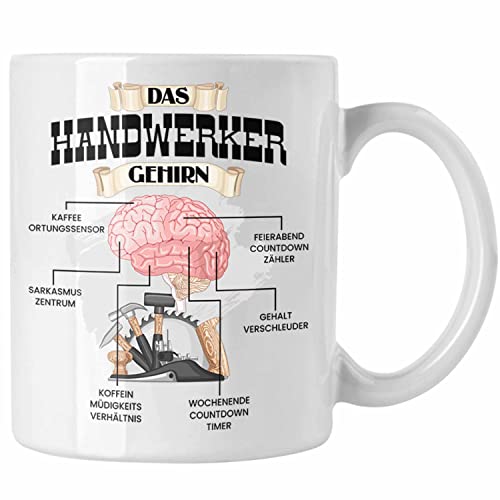 Trendation - Handwerker Tasse Lustiges Geschenk für Hausmeister Mechaniker Spruch Becher Geburtstag Weihnachten (Weiß) von Trendation