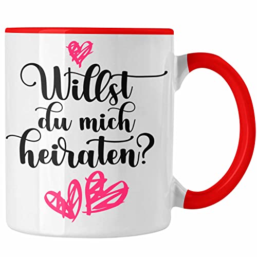 Trendation - Heiratsantrag Ideen Überraschung Mann Frau Heiratsantragsgeschenk Gechenke Tasse Verlobung Heiraten (Rot) von Trendation