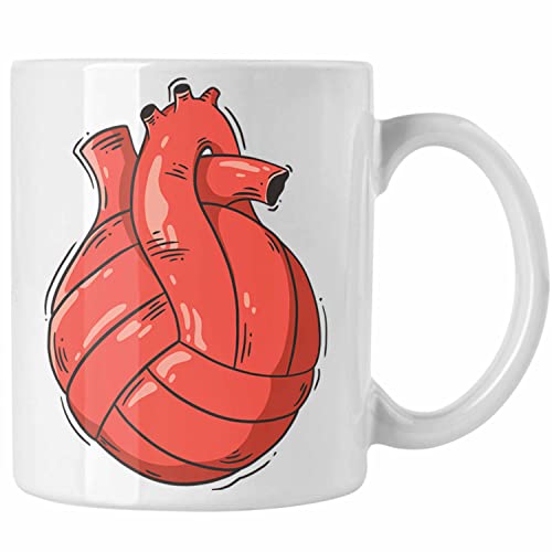 Trendation - Herz Tasse Valentinstag Volleyball Spieler Kaffeetasse Geschenk für Sie Ihn Liebe Blumen Volleyball Trainer Coach Grafik (Weiß) von Trendation