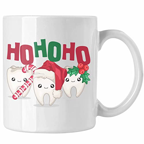 Trendation - Ho Ho Ho Zahnarzt Tasse Geschenk Weihnachten Zahnarztassistent Zahn-Grafik Weihnachtszeit (Weiß) von Trendation