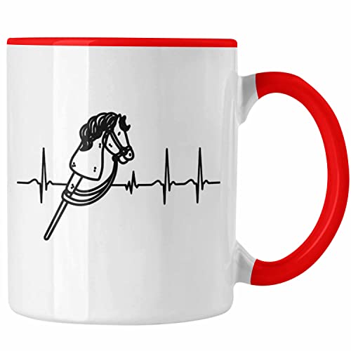 Trendation - Hobbyhorse Mädchen Tasse Geschenk Hobby Horse Pferde Grafik Herzschlag (Rot) von Trendation