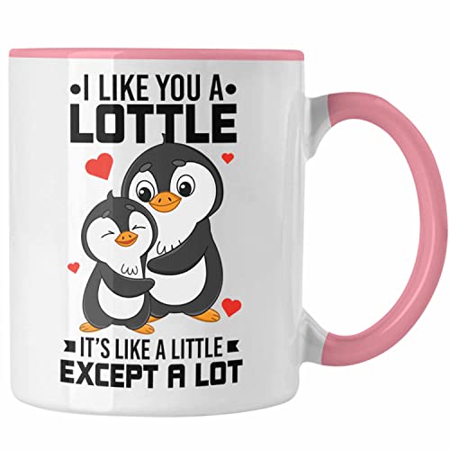 Trendation - I Like You A Lottl Pinguine Tasse Geschenk Freundin Freund Paare Valentinstag Lustige Geschenkidee (Rosa) von Trendation