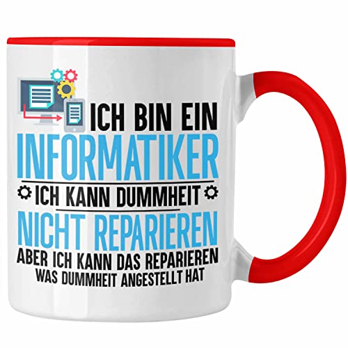 Trendation - Informatiker Tasse Geschenk Programmierer Nerd Coder Geschenkidee Lustiger Spruch (Rot) von Trendation