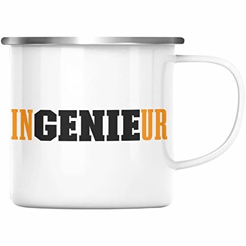 Trendation - Ingenieur Emaille Tasse Gadget Geschenk Ingeneur Emaille Emaille Tasse Geschenkidee (Silber) von Trendation