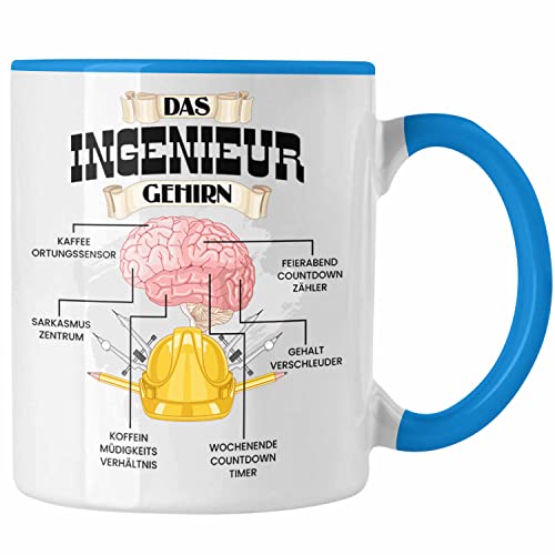 Trendation - Ingenieur Tasse Lustiges Geschenk für Bester Ingenieur Spruch Becher Geburtstag Weihnachten (Blau) von Trendation