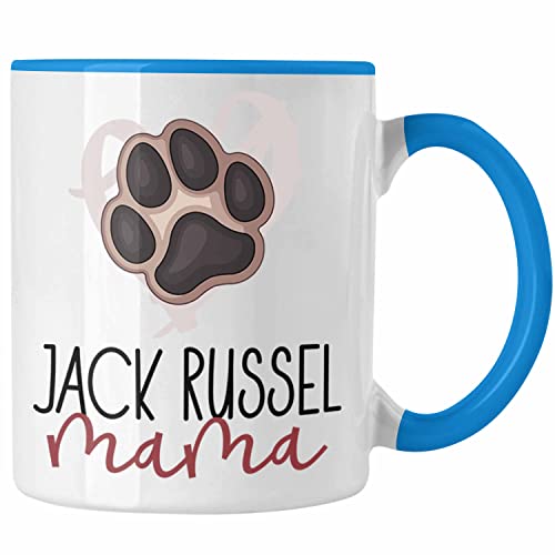 Trendation - Jack Russel Mama Tasse Geschenk Muttertag Lustige Pfote (Blau) von Trendation