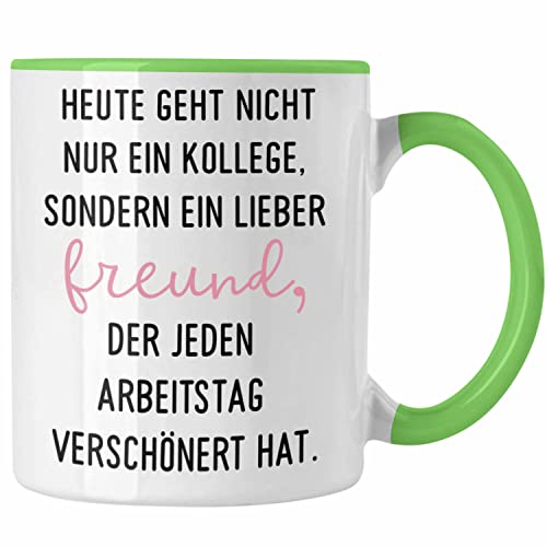 Trendation - Jobwechsel Geschenk Kollege Schöner Spruch Abschied Bester Kollege Abschiedsgeschenk (Grün) von Trendation