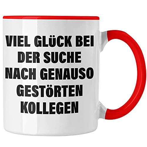 Trendation - Jobwechsel Tasse Geschenk Kollegin Kollege Abschied Lustig Abschiedsgeschenk Sprüche Neuer Job (Rot) von Trendation