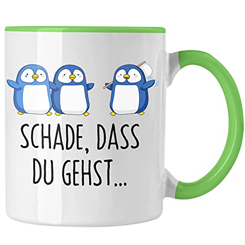 Trendation - Jobwechsel Tasse Geschenk Kollegin Kollege Abschied Lustig Abschiedsgeschenk Sprüche Neuer Job Schade Dass Du Gehst (Grün) von Trendation
