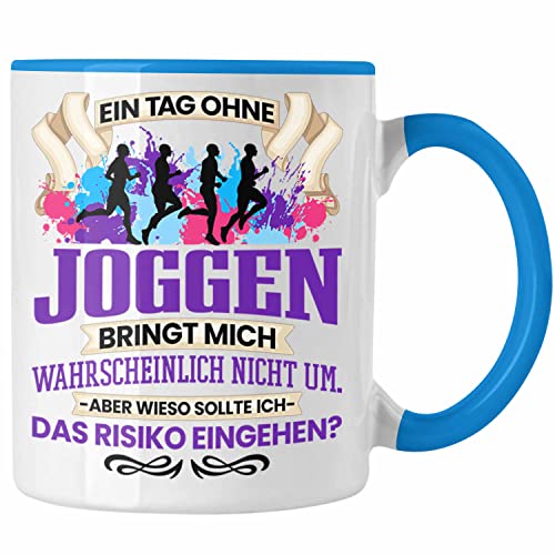 Trendation - Joggen Tasse Geschenk für Jogger Läufer Lustiger Spruch Geschenkidee (Blau) von Trendation