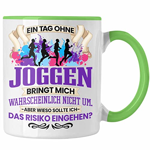 Trendation - Joggen Tasse Geschenk für Jogger Läufer Lustiger Spruch Geschenkidee (Grün) von Trendation