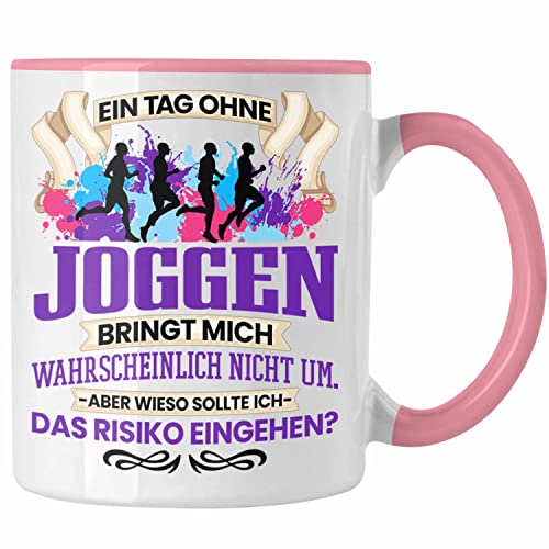 Trendation - Joggen Tasse Geschenk für Jogger Läufer Lustiger Spruch Geschenkidee (Rosa) von Trendation