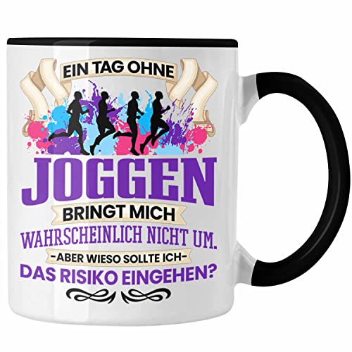 Trendation - Joggen Tasse Geschenk für Jogger Läufer Lustiger Spruch Geschenkidee (Schwarz) von Trendation