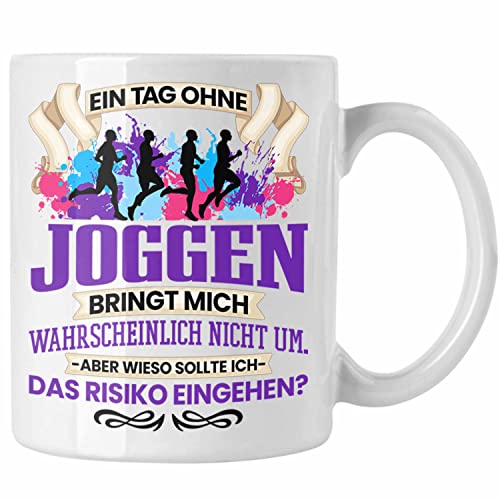 Trendation - Joggen Tasse Geschenk für Jogger Läufer Lustiger Spruch Geschenkidee (Weiß) von Trendation
