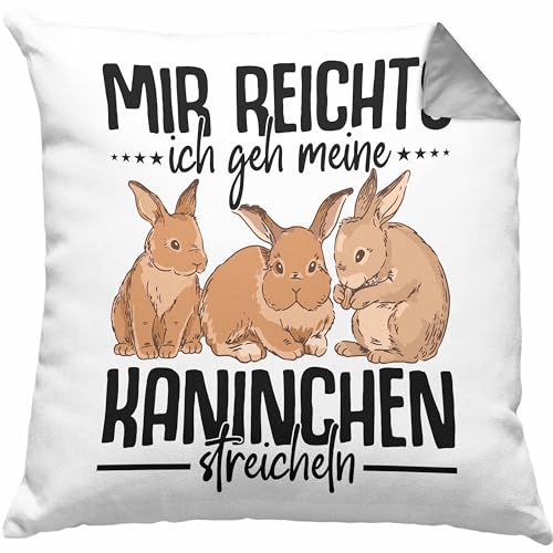 Trendation - Kaninchen Kissen Hasen Süßer Hase Haustier Ostern Geschenk Haustier Dekokissen mit Füllung 40x40 (Grau) von Trendation