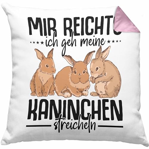 Trendation - Kaninchen Kissen Hasen Süßer Hase Haustier Ostern Geschenk Haustier Dekokissen mit Füllung 40x40 (Rosa) von Trendation