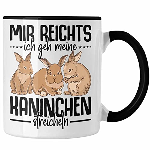 Trendation - Kaninchen Tasse Hasen Süßer Hase Haustier Ostern Geschenk Haustier (Schwarz) von Trendation