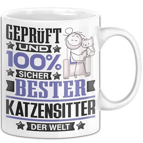 Trendation Katzensitter Geschenk Lustiger Spruch für Katzensitter Geschenkidee Bester Katzensitter Der Welt (Weiß) von Trendation
